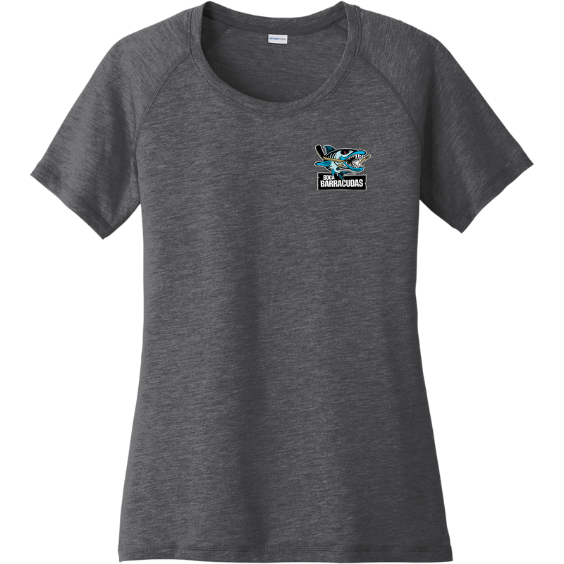 Boca Barracudas Ladies PosiCharge Tri-Blend Wicking Scoop Neck Raglan Tee